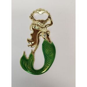 Gold Metal & Green Enamel Mermaid Bottle Opener by Blush